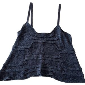Donna Karan Denim Blue Linen-blend Cropped Camisole Sz P